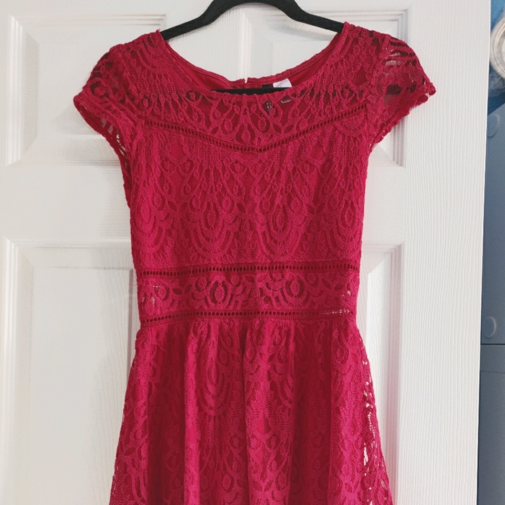 H&M Red Lace A-Line Dress
